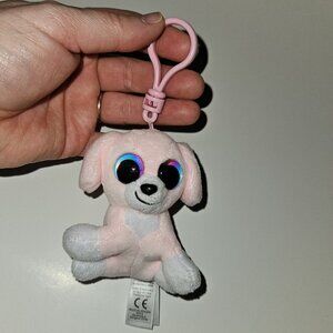 Pinky Pink Puppy Dog Plush 3" Backpack Clip Lumo Stars 2018 Small Stuffed Animal